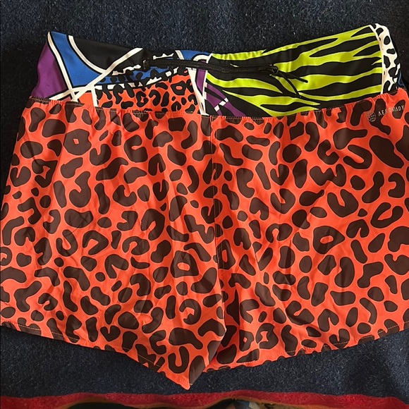 Adidas Orange and Green Athletic Shorts with Leopard Print - Picture 3 of 3